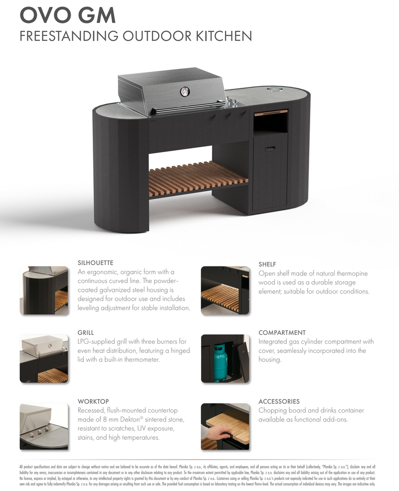OVO Outdoor kitchens Paired with 3 Burner Gas BBQ and Gas Cabinet GM | 1.9M