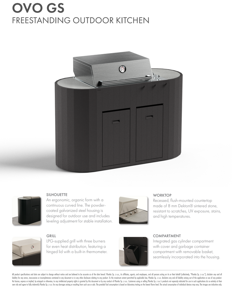 OVO Outdoor kitchens Paired with 3 Burner Gas BBQ, GS | 1.5M