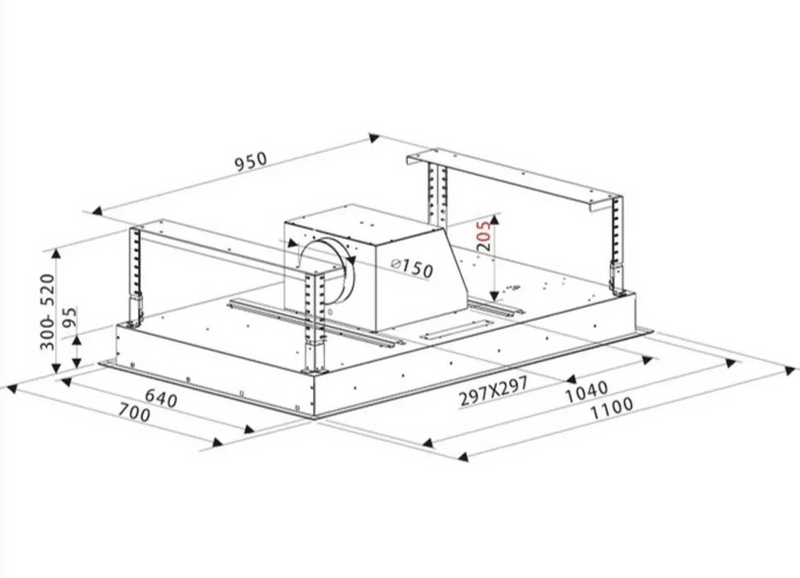 Hoover H-HOOD 700 HDC110IN/1 110 cm Integrated Cooker Hood - Stainless Steel
