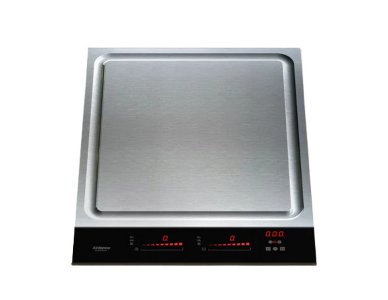 Airforce Teppanyaki 38cm Hob with Touch Slider Controls-Stainless Steel & Black Glass