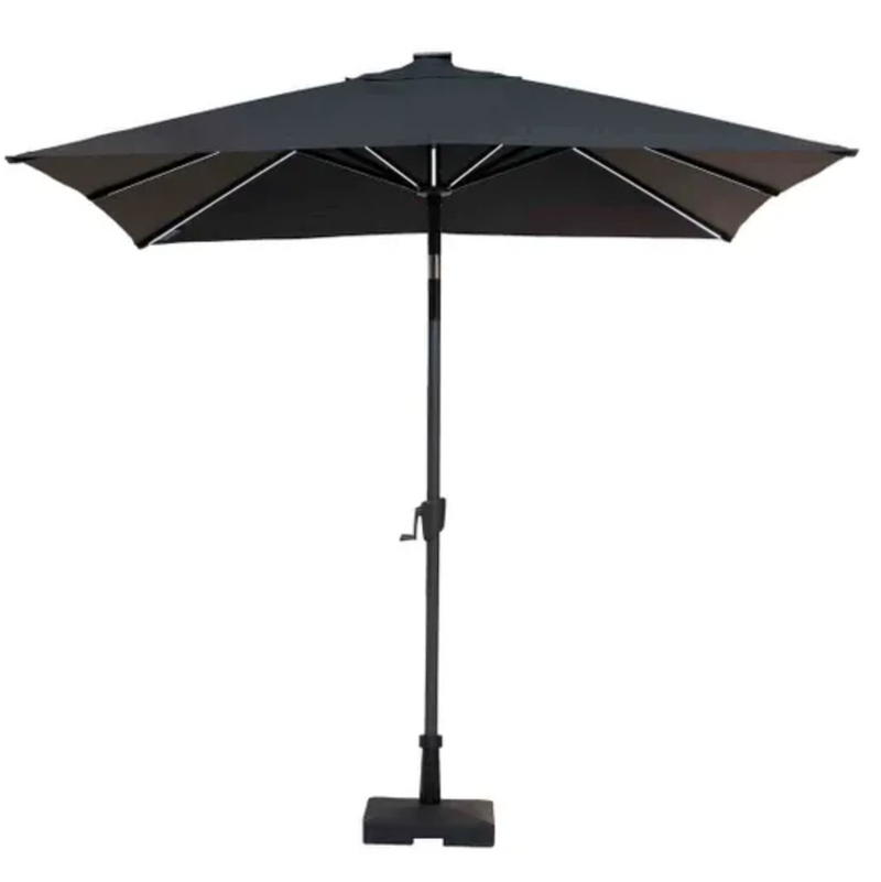 Royce Premium 2.5m Square Parasol LED - Anthracite Frame - Novasun CARBON Canopy & Cover