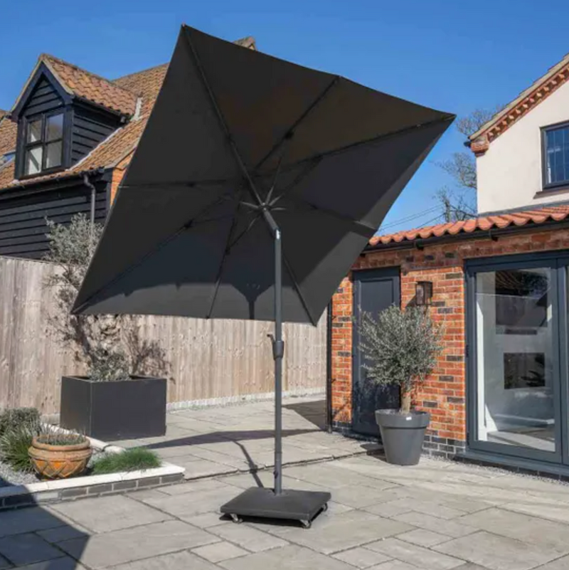 Royce Premium 2.5m Square Parasol LED - Anthracite Frame - Novasun CARBON Canopy & Cover