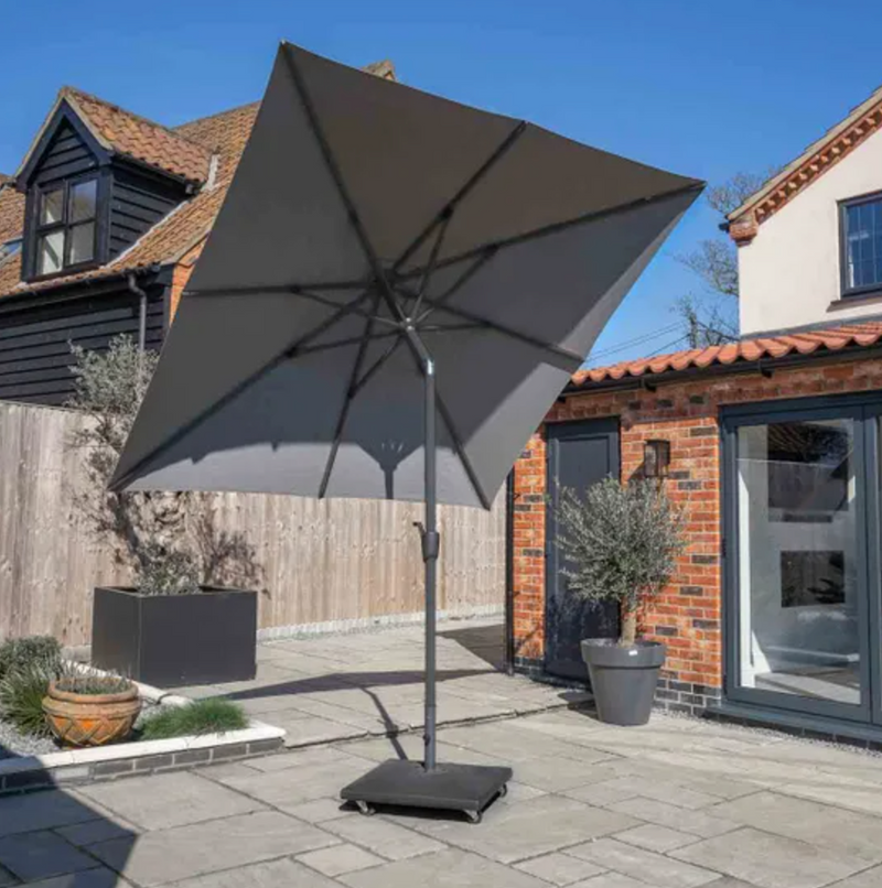 Royce Premium 2.5m Square Parasol LED - Anthracite Frame - Novasun SMOKE GREY Canopy & Cover