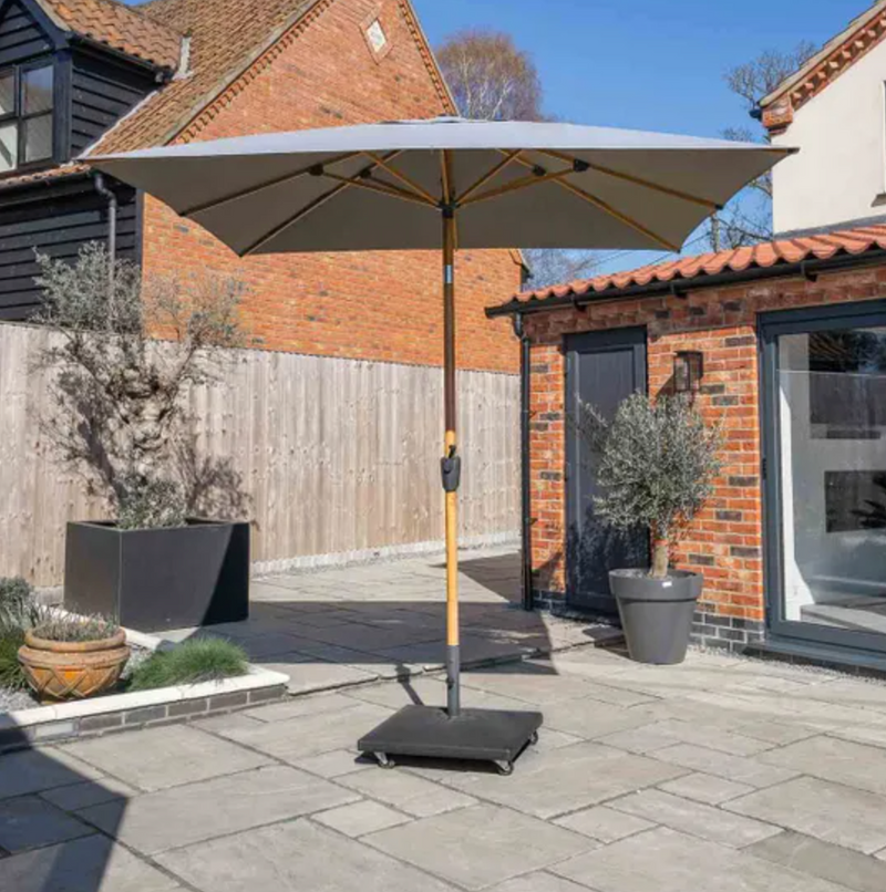 Royce Premium 2.5m Square Parasol LED - Wood Look Frame - Novasun SMOKE GREY Canopy & Cover