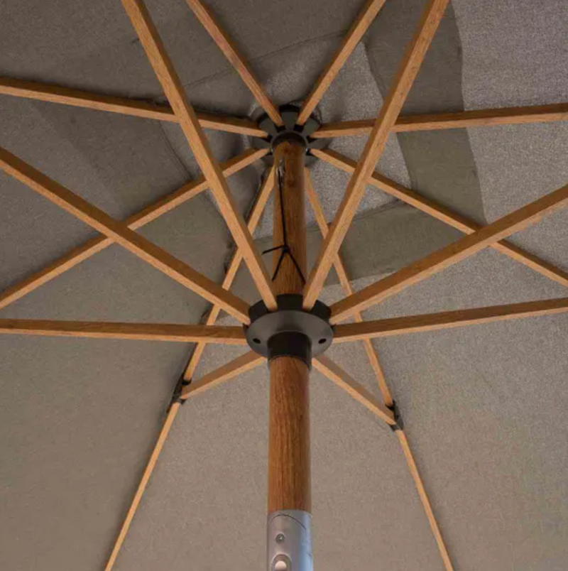 Royce Premium 2.5m Square Parasol LED - Wood Look Frame - Novasun SMOKE GREY Canopy & Cover