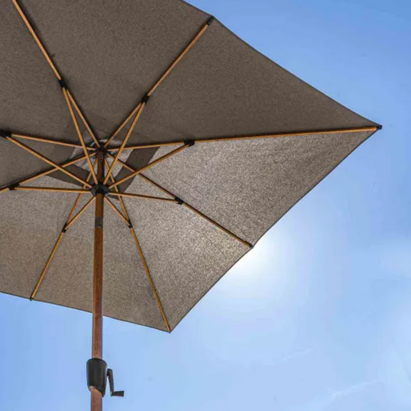 Royce Premium 2.5m Square Parasol LED - Wood Look Frame - Novasun SMOKE GREY Canopy & Cover