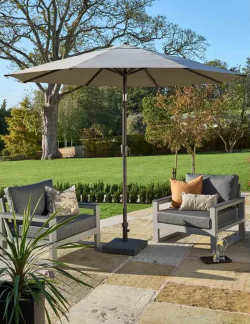 Royce Premium 3m Round Parasol LED - Anthracite Frame - Novasun CARBON Canopy & Cover
