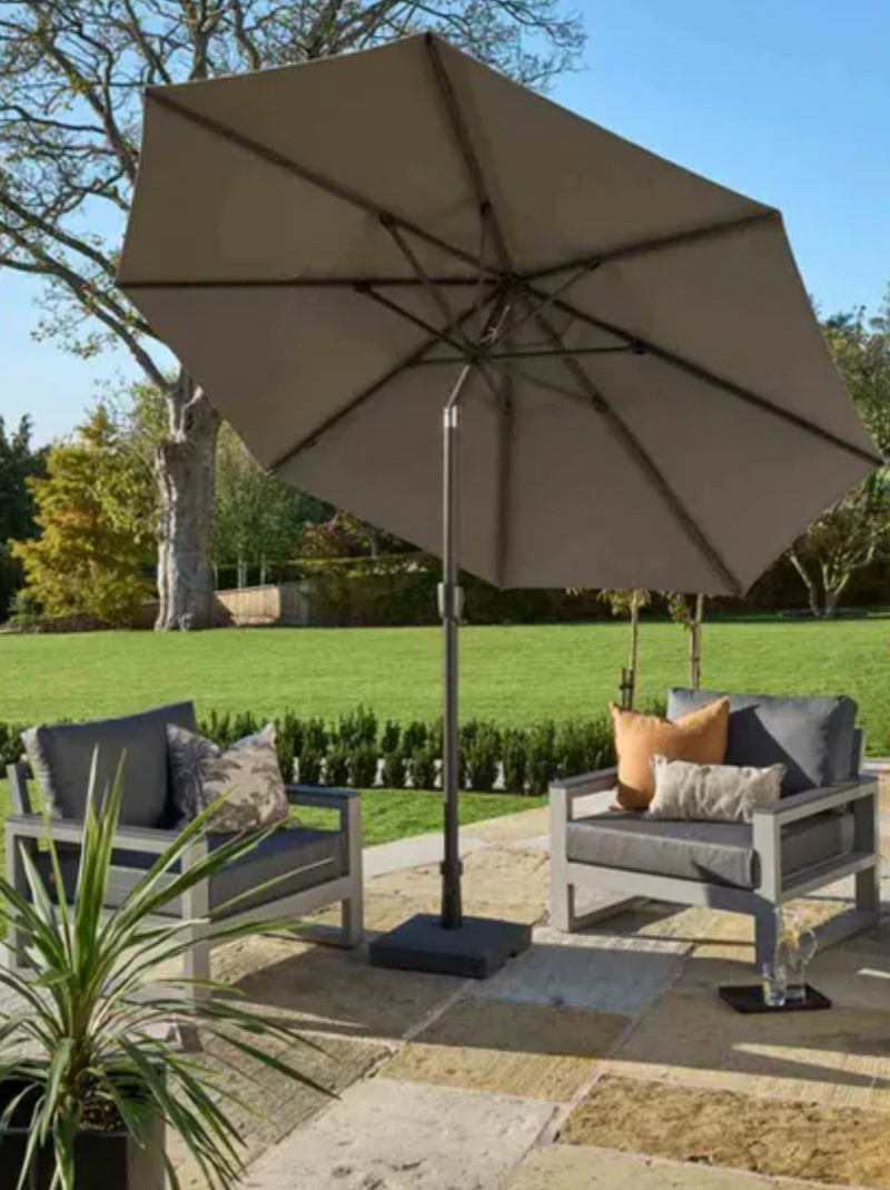 Royce Premium 3m Round Parasol LED - Anthracite Frame - Novasun CARBON Canopy & Cover