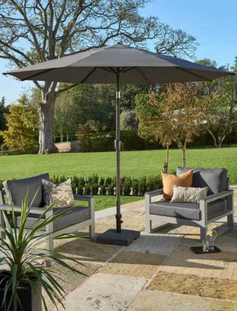 Royce Premium 3m Round Parasol LED - Wood Look Frame - Novasun SMOKE GREY Canopy & Cover
