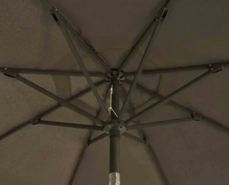Royce Premium 3m Round Parasol LED - Wood Look Frame - Novasun SMOKE GREY Canopy & Cover