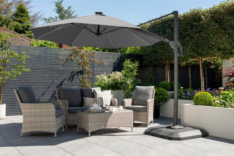 One Box Parasol 3m Round Led Cantilever With Water Filled Base