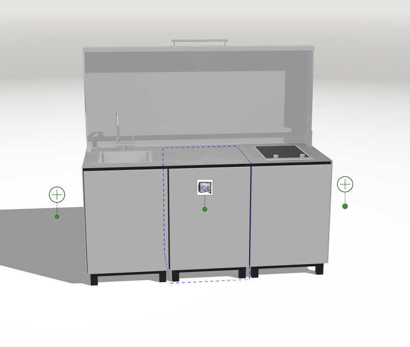 Hoppilif Outdoor Kitchen | Full lid 2 Burner Hod & Folding Tap and Sink – Brillante White (1.8m)