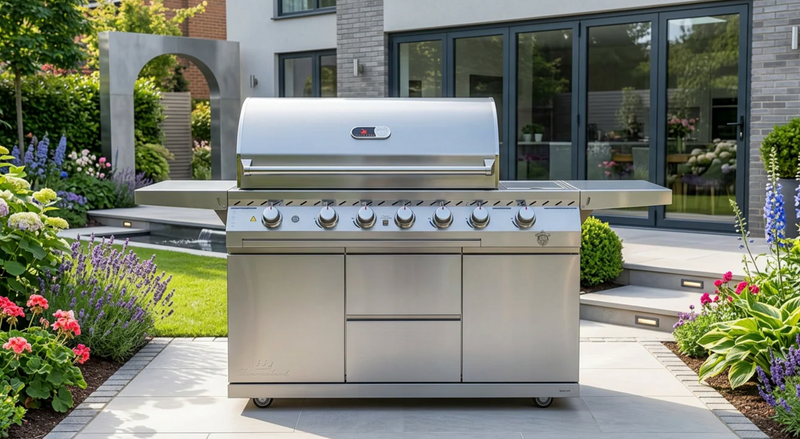 Whistler Outdoor Kitchen 6 Burner BBQ, Sink, Double Doors and Gas Bottle Cabinet | 4M