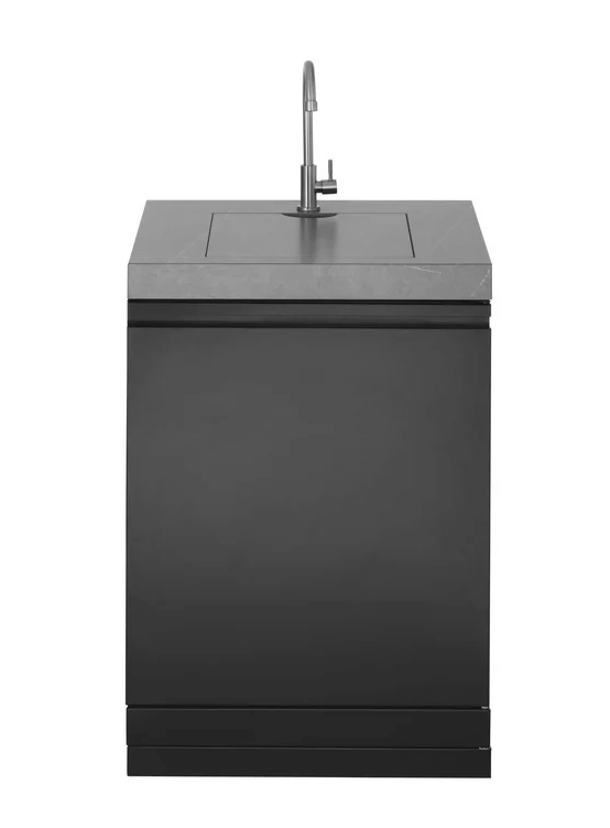 GrandPro Outdoor Kitchen with Black CrossRay 4 Burner BBQ, Fridge and Sink - 3860mm