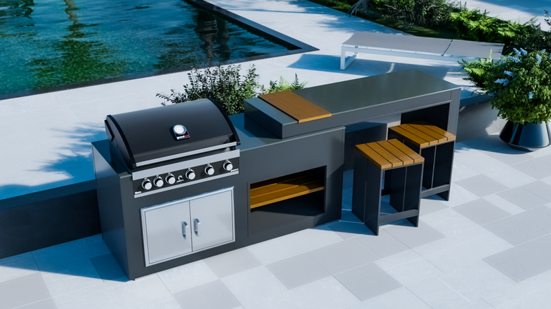 Grillandia Outdoor Kitchen with Turning Table and  Weather Cover - 2m / 3.2m