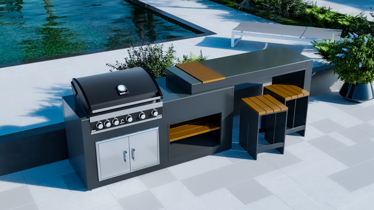 Outdoor Kitchen with Turning table + Premium Cover - 2M to 3.2M