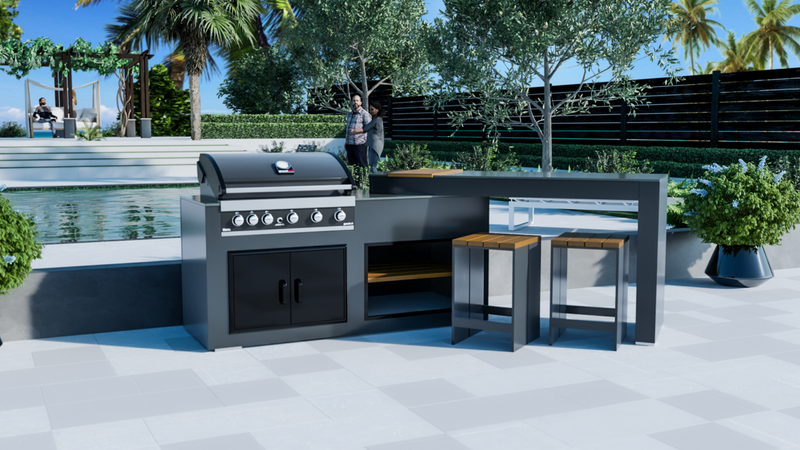 Grillandia Outdoor Kitchen with Turning Table and  Weather Cover - 2m / 3.2m