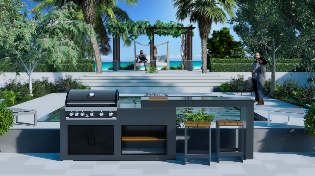 Outdoor Kitchen with Turning table + Premium Cover - 2M to 3.2M