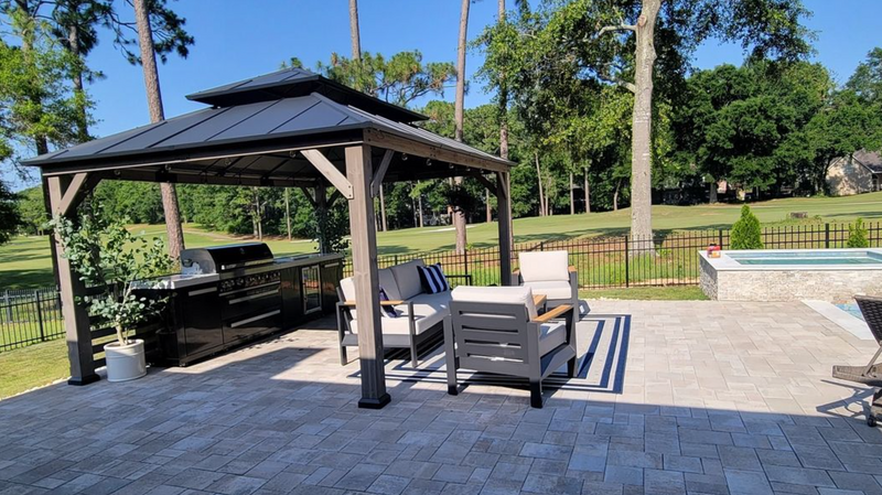 Mont Alpi Outdoor kitchen Black 6 Burner, Fridge, Sink and Weather Cover - 3.4m