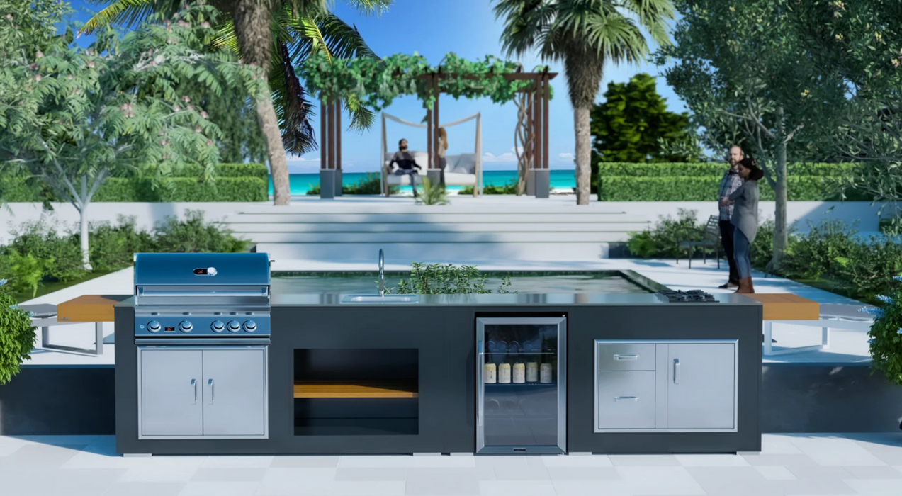 Grillandia Outdoor Kitchen with Whistler Burford 4 + Weather Cover - 4M