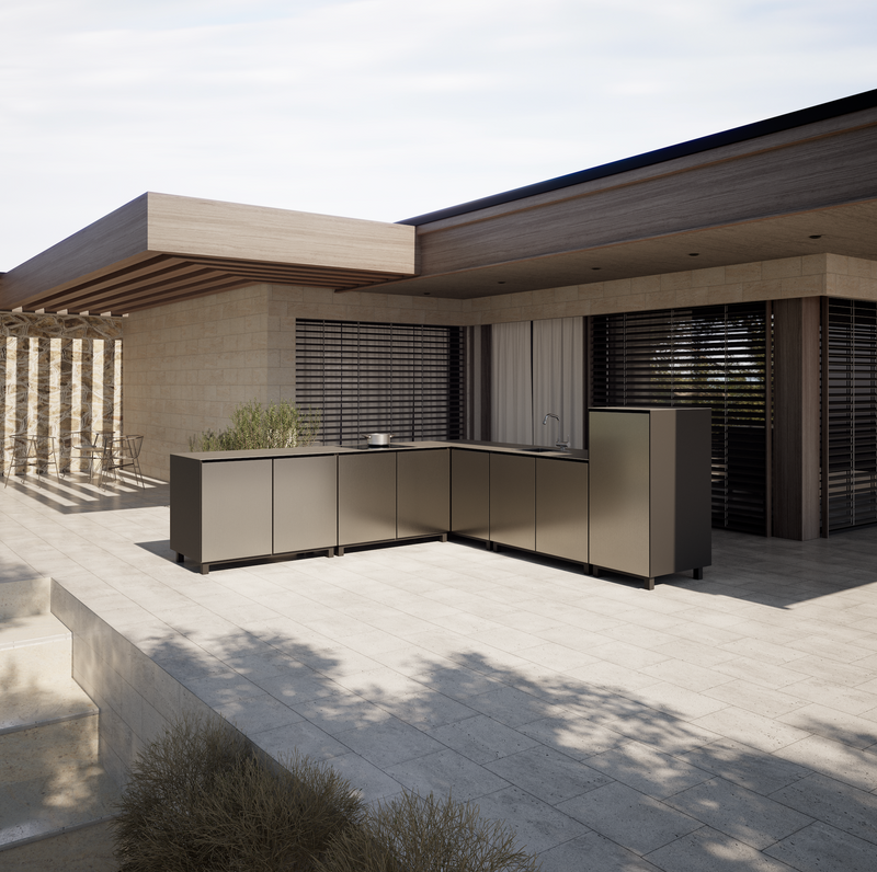 Hoppilif Outdoor Kitchen | 4 Burner Hod & Sink – Champagne (3m x 3m)