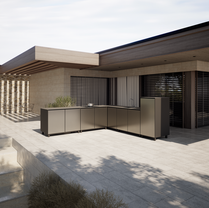 Hoppilif Outdoor Kitchen | 4 Burner Hod & Sink – Champagne (3m x 3m)