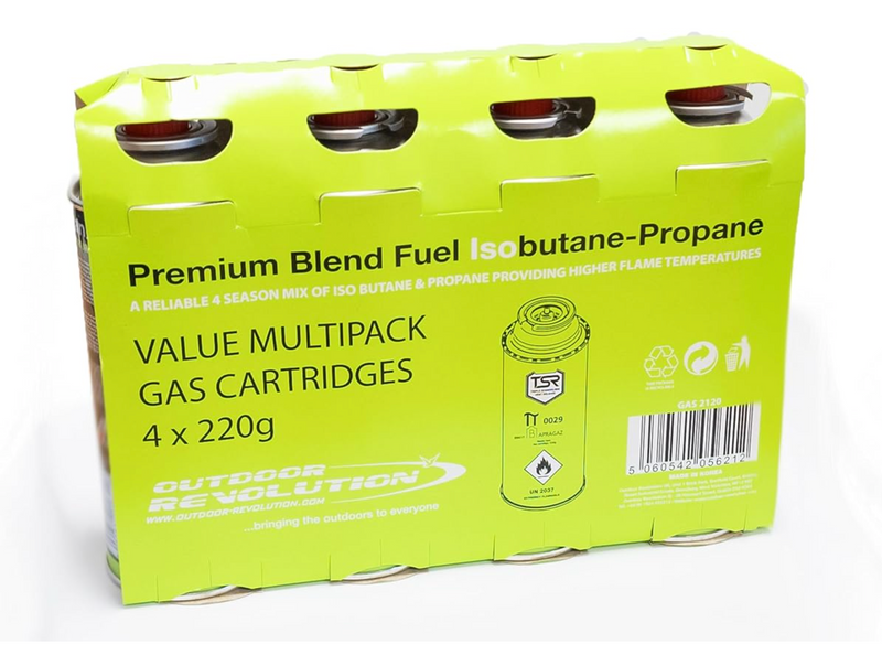 Pack of 4 Butane and Propane Mixture Gas Canister 220g