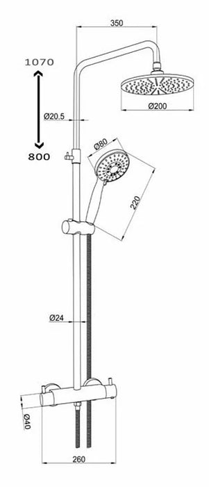 SHW002MB Vernet Thermostatic WRAS Shower Valves Black Round Shower