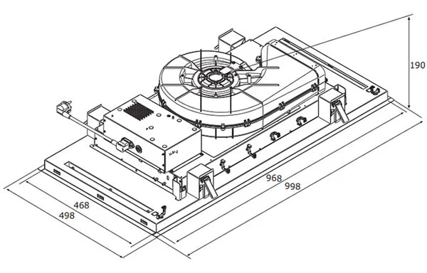 Airforce Silhouette 100cm Ceiling Mounted Cooker hood with Flat Motor- Stainless Steel Finish
