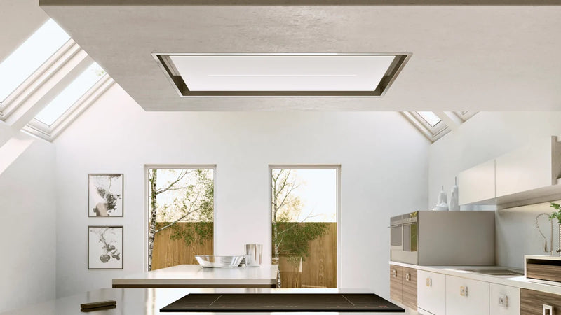 Airforce Sinergia 100cm Easy Up Ceiling-Mounted Cooker Hood – White Glass & Stainless Steel Finish