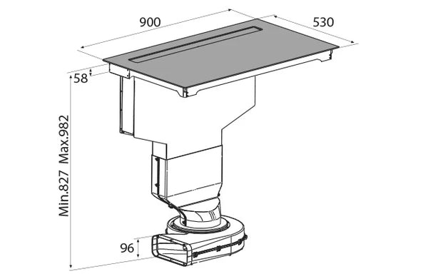 Airforce Aspira Slim Easy 90cm Induction hob with Rear Downdraft Extraction