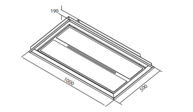 Airforce Split 100cm Ceiling Cooker Hood LED Bar with 2 LED Panels integra Ready- White