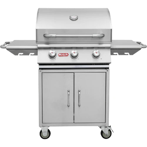 Bull Steer 3 Burner Gas BBQ Grill - Cart Stainless Steel
