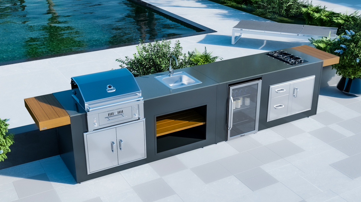 Outdoor Kitchen SunStone Gas Hybrid Single zone Grill + Premium Cover - 4.4M