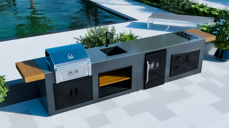 Grillandia Outdoor Kitchen SunStone Gas Hybrid Single zone Grill and Weather Cover - 4m