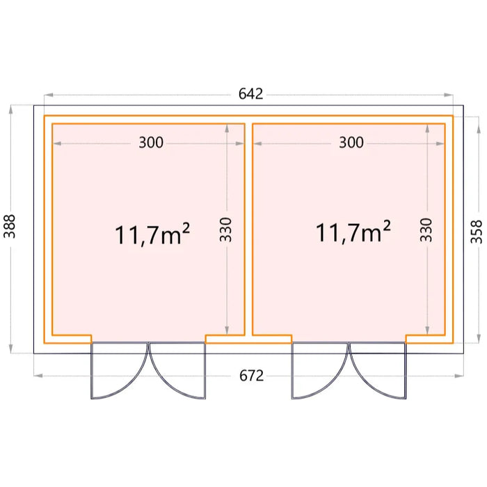 Telluria DUO 3336 Plus Metal Garden Room - 21x13 ft