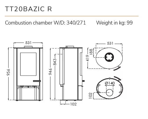 Termatech TT20R Streamline Wood Stove