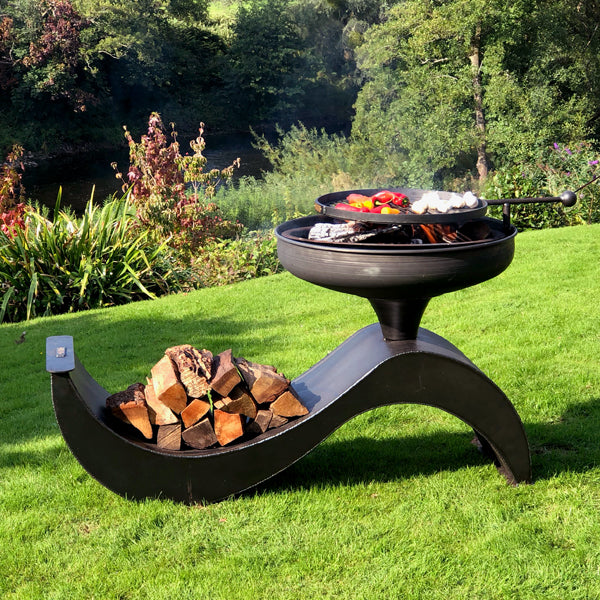 The Wave Fire Pit with Swing Arm BBQ Rack Primecookout Ltd