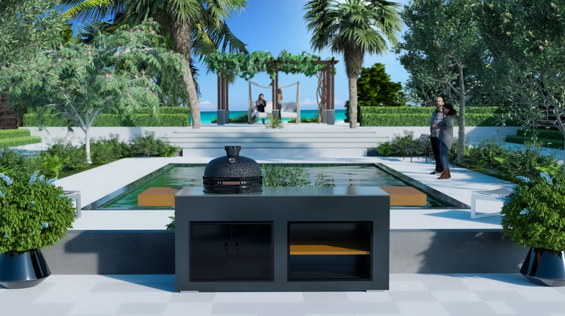 Grillandia Outdoor Kitchen Bastard Kamado Grill and Weather Cover - 2M