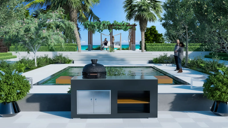 Grillandia Outdoor Kitchen Pizza Oven and Large Bastard Kamado Grill - 2M