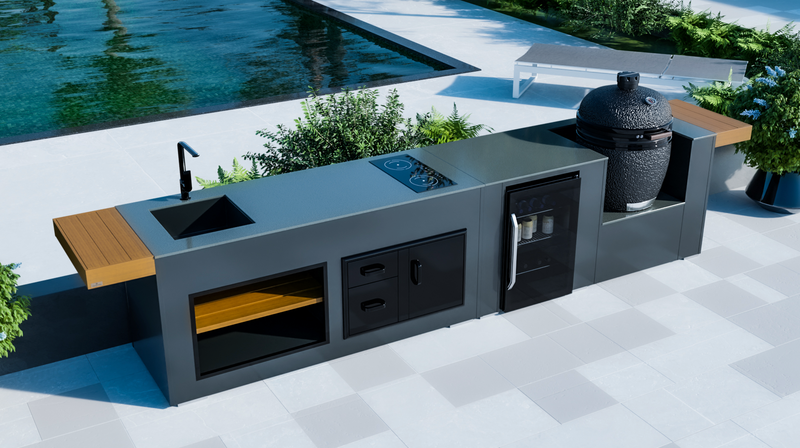 Grillandia Outdoor Kitchen  Bastard Egg, Sink, Hob and Weather Cover - 4.4m