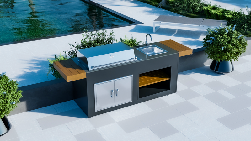 Grillandia Outdoor Kitchen Beefeater Proline Roaster, Sink and Weather Cover - 2.2M