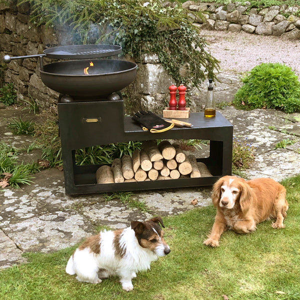 Tiered Fire Bowl 60 with Swing Arm BBQ Rack