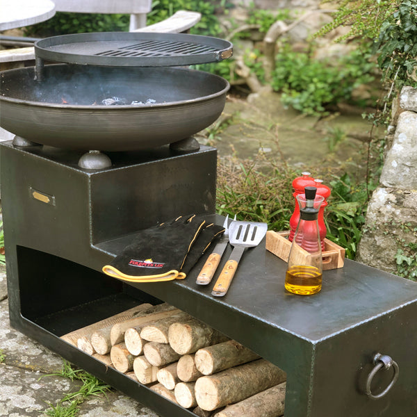 Tiered Fire Bowl 60 with Swing Arm BBQ Rack