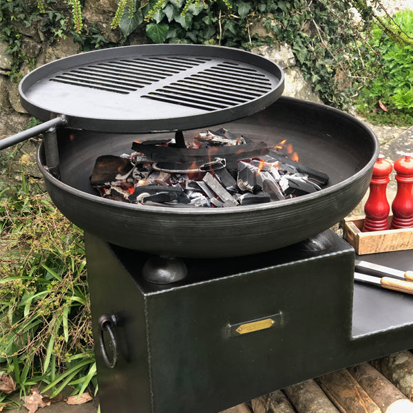 Tiered Fire Bowl 60 with Swing Arm BBQ Rack