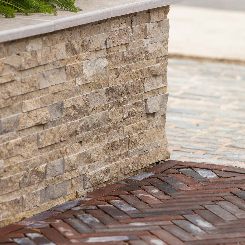 The Alpha Forge Outdoor Kitchen Whistler Burford 5 Burner Gas BBQ | 300cm Tuscany Beige Interlocking Travertine