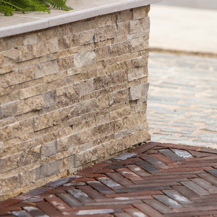 The Alpha Forge Outdoor Kitchen Whistler Burford 5 Burner Gas BBQ | 300cm Tuscany Beige Interlocking Travertine