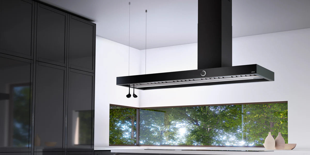 Airforce Vis Boxy 180cm Island Cooker hood (R) side Chimney Stainless ...