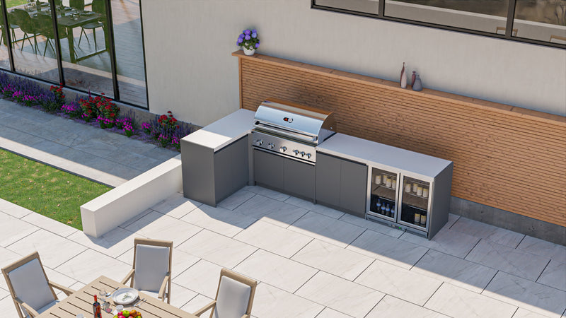 Whistler Fairford Grey Outdoor Kitchen with Burford 5-Burner BBQ | 3.6M X 1.5M Full-Length