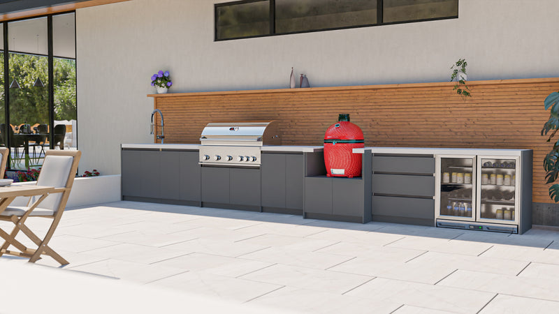 Whistler Fairford Grey Outdoor Kitchen with Burford 5-Burner BBQ | 6M Full Length Setup